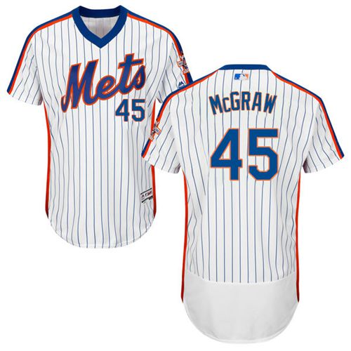 Mets #45 Tug McGraw White(Blue Strip) Flexbase Authentic Collection Alternate Stitched MLB Jersey - Click Image to Close